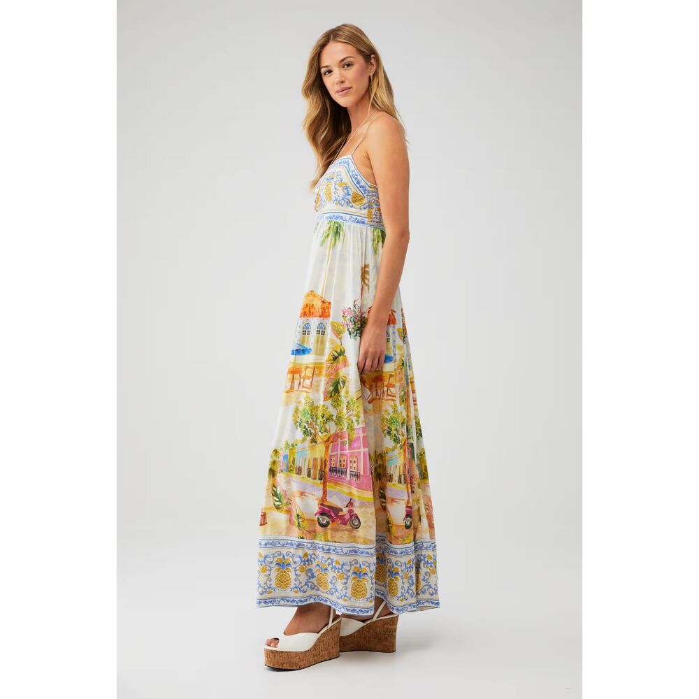Farm Rio Aracati Multicolor Maxi Dress Linen Blend XXS
